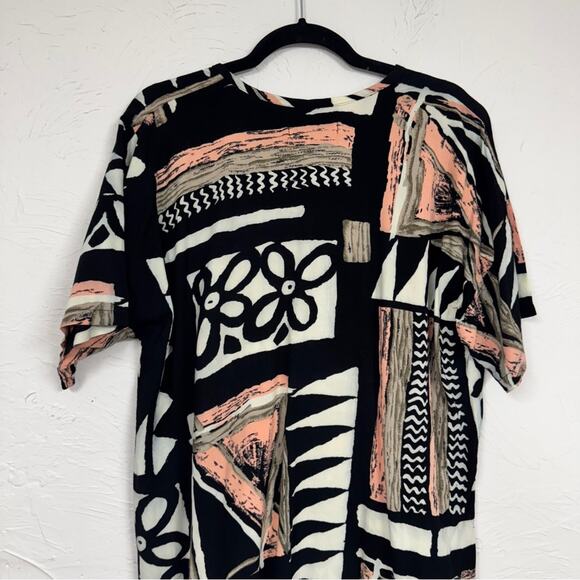 Morton Myles For The Warrens Black White Pink Abstract Print Blouse Womens M - Picture 9 of 9